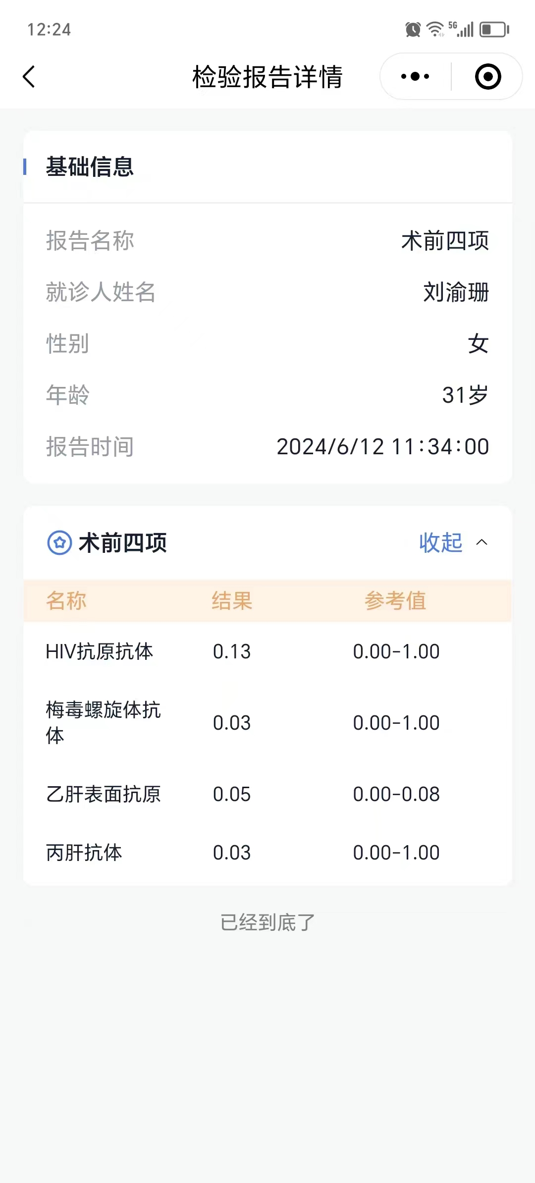 2024.6.12获得术前三项