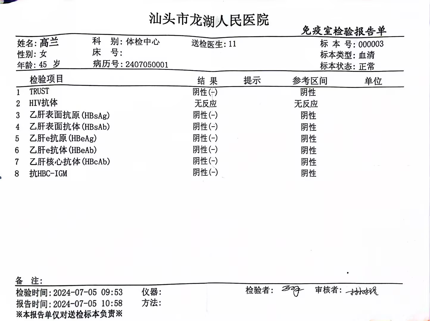 2024.7.5获得术前三项